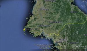 Baengnyeong Island and the western Korean Peninsula.